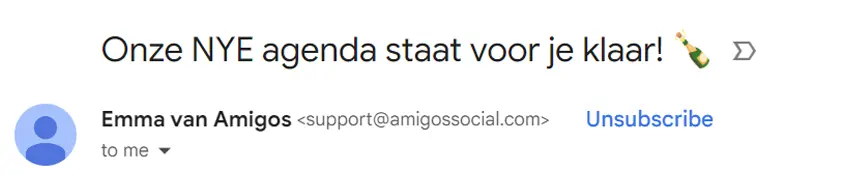Onderwerp van de e-mail van Amigos