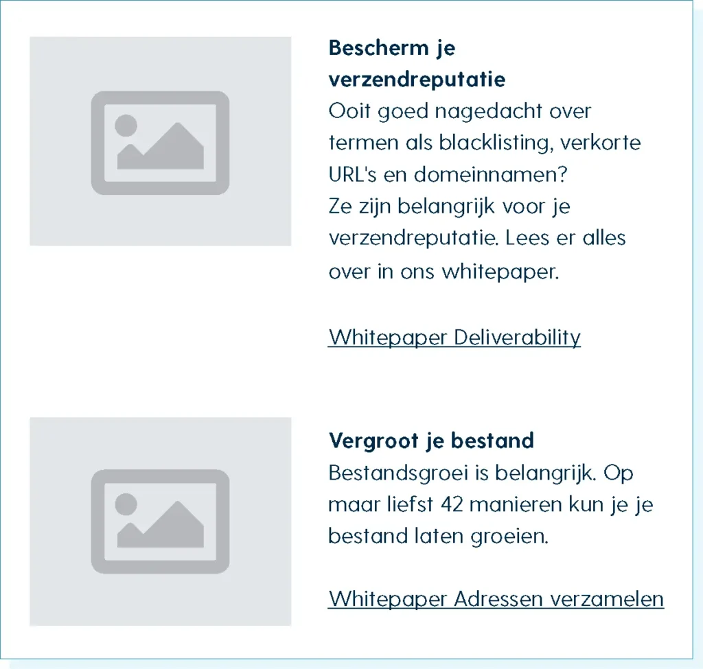 Een voorbeeld van content die we in een e-mail wilden gebruiken, vóórdat ChatGPT hiernaar gekeken heeft.