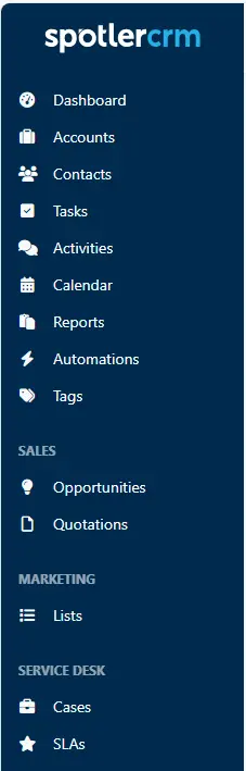 Een overzicht van de modules binnen Spotler CRM.