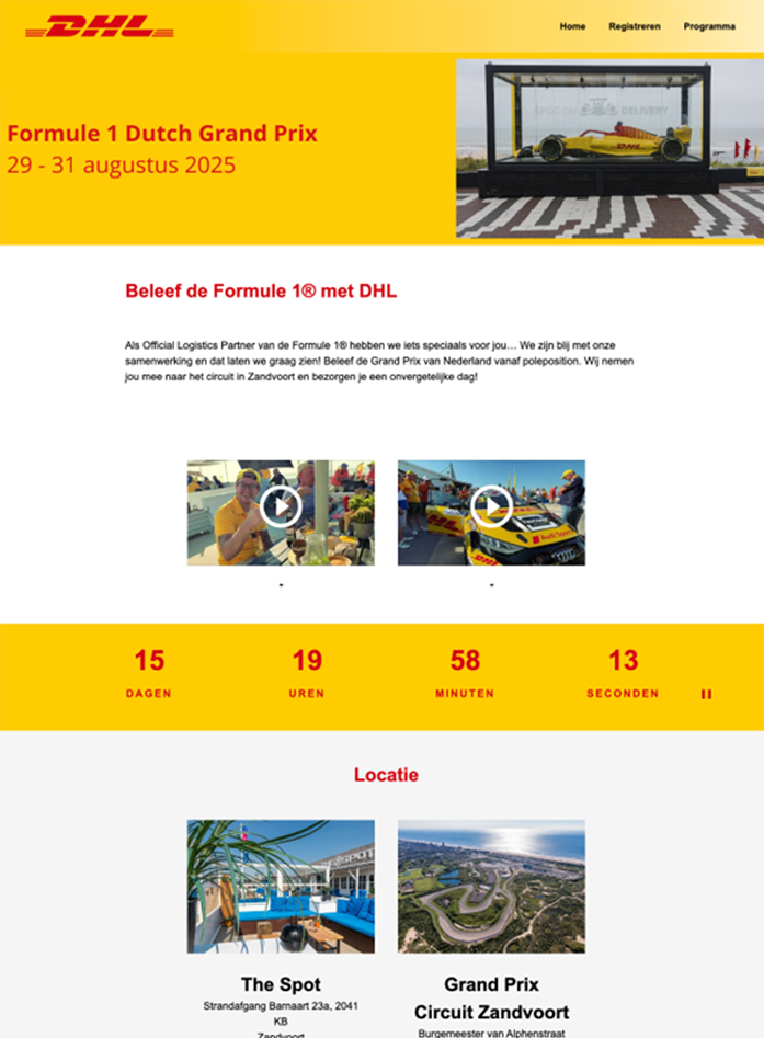 De landingspagina vanuit Momice