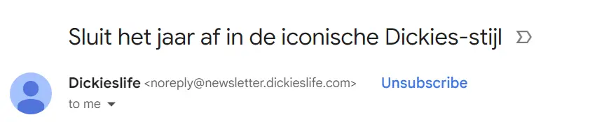 Onderwerpregel in de e-mail van Dickies