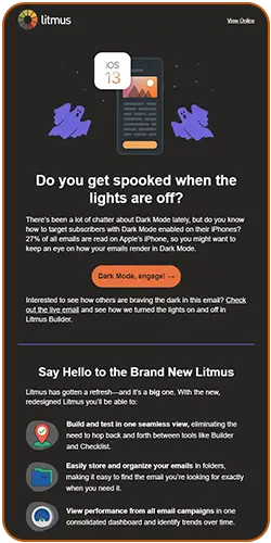 Full view of the Halloween email by Litmus