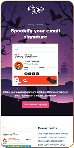 Full view of the Halloween email by Wisestamp