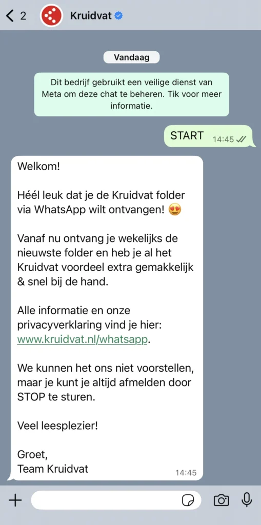 Kruidvat voorbeeld van Conversational Commerce