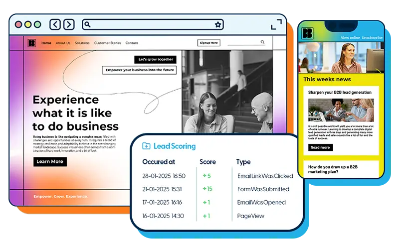 Lead scoring in B2B shown in website behaviour & email analytics