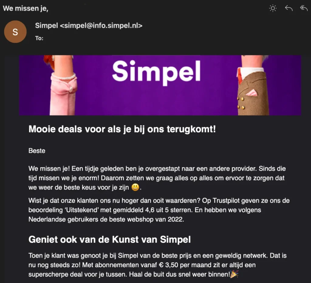 We-missen-je-mail van Simpel